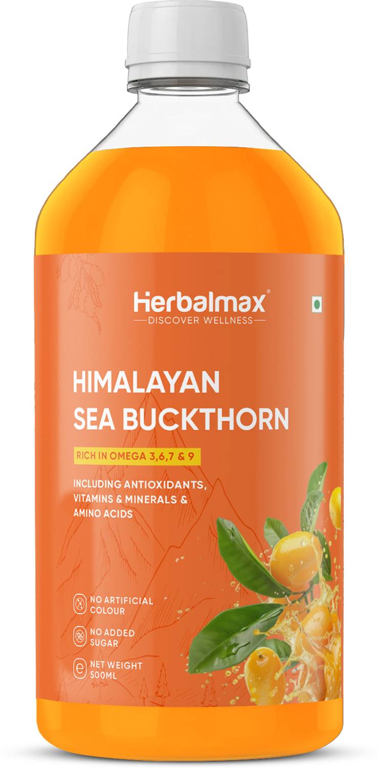 Herbal max Sea Buckthorn Berry Juice - Rich in Antioxidants, Omega 3, 6, 7, 9 & Vitamin C