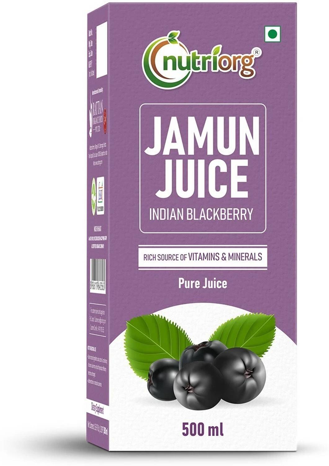 Nutriorg 100% Natural Jamun Juice Helps Manage Blood Sugar, Boo