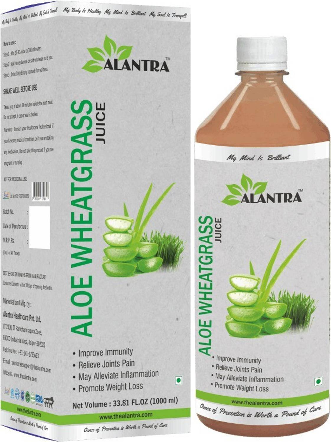 ALANTRA Aloe Vera with Wheatgrass juice