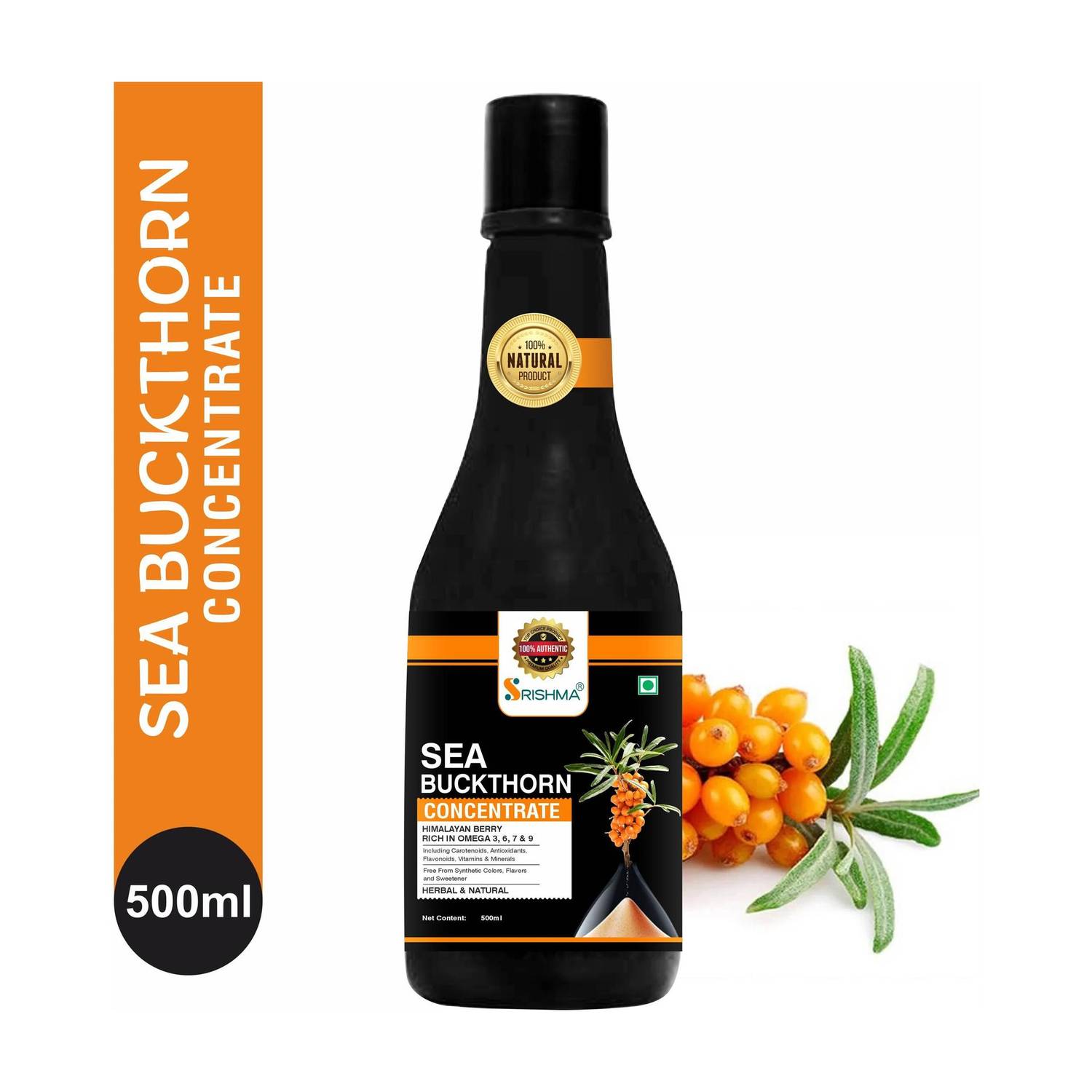 Srishma Sea Buckthorn Juice, Super Antioxidant Multivitamin Enrich with Omega 3,6,9 & 7