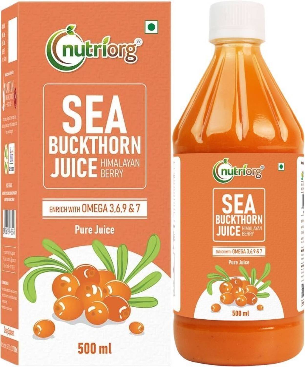 Nutriorg Sea Buckthorn Juice | Enriched with Omega 3,6, 9 and Rare Omega 7