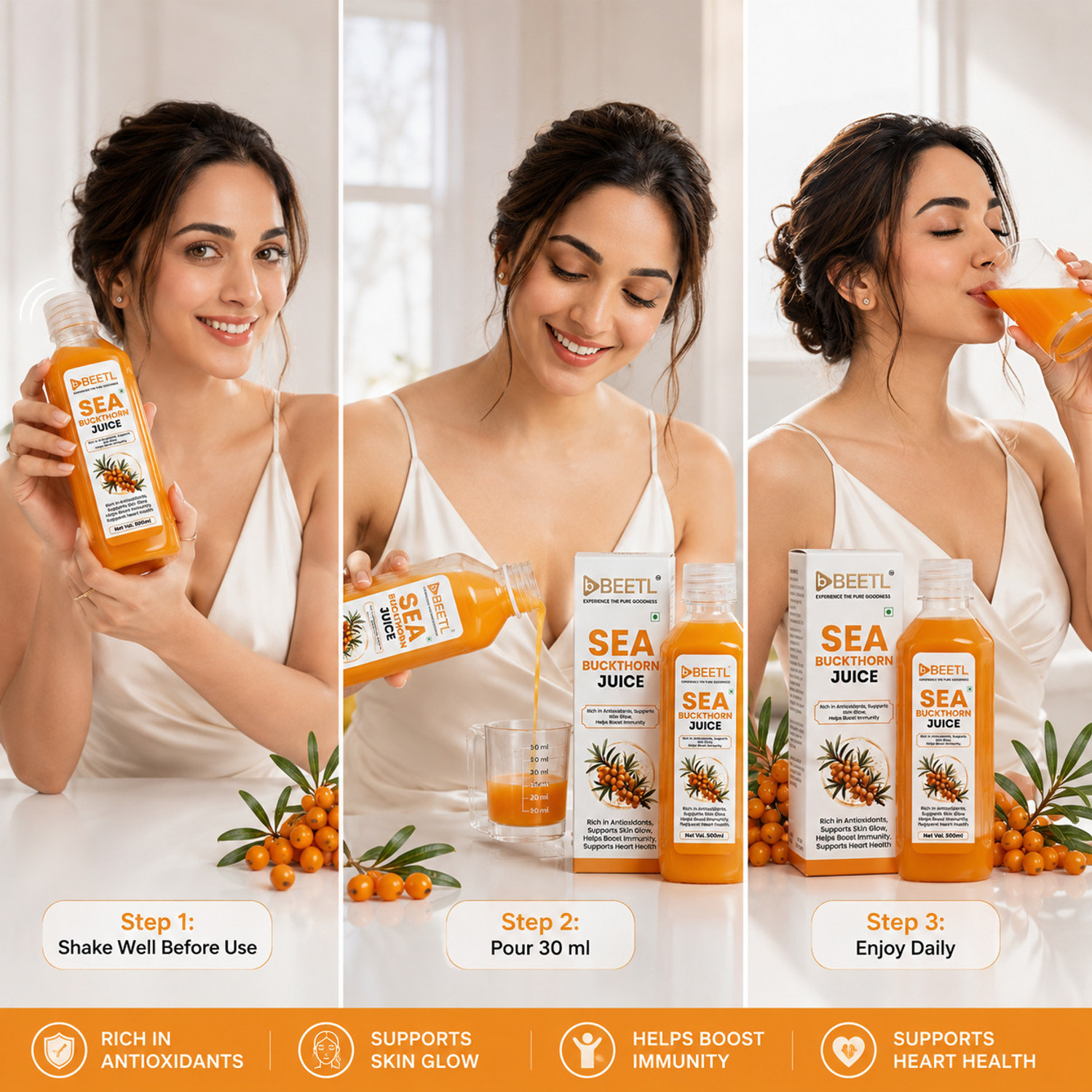 Image of BEETL Sea Buckthorn Juice 500ml | Immunity Booster Antioxidant Vitamin C Health Drink