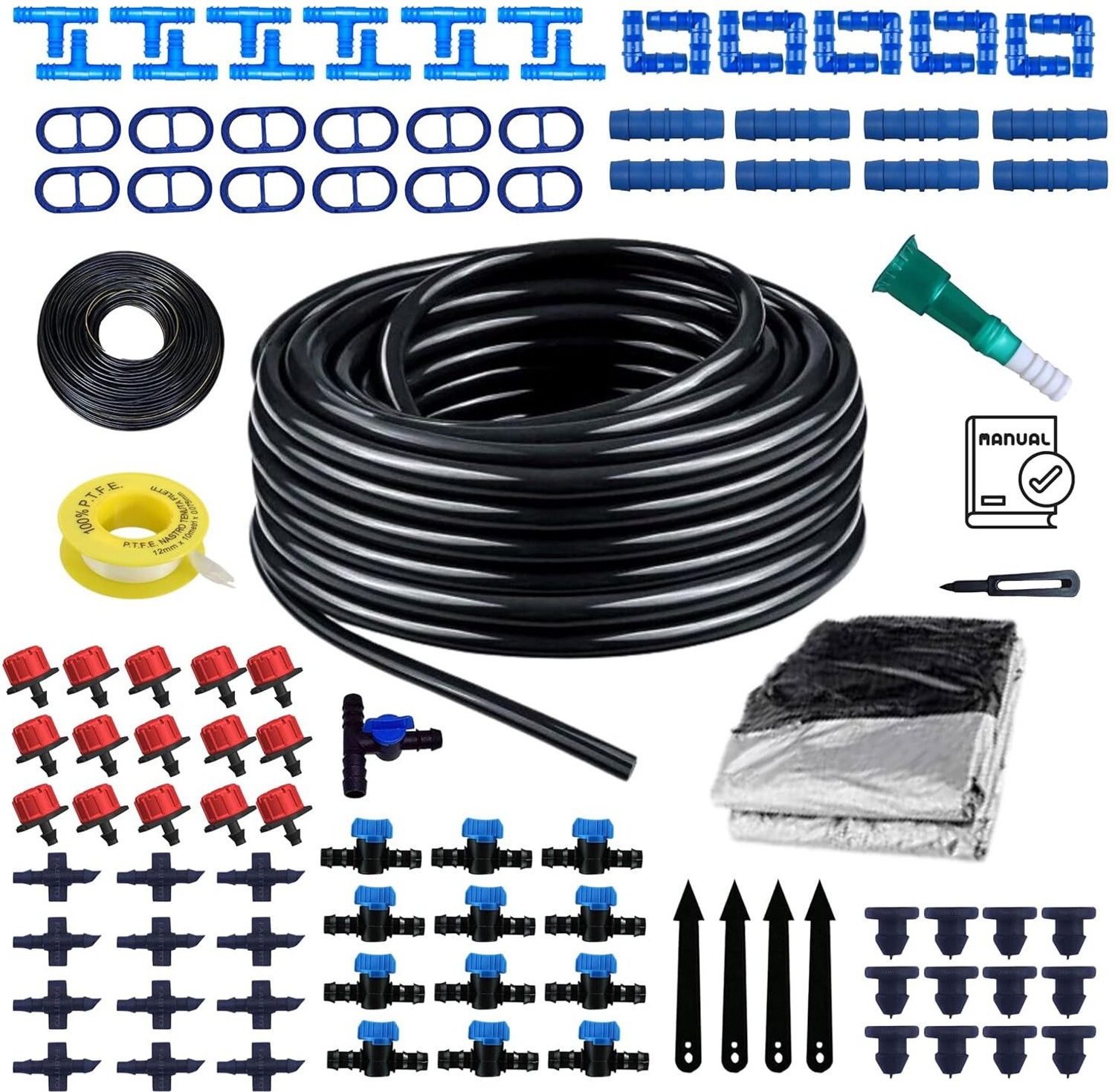 Image of Kamal Agrotech Adjustable Watering System for plants with Pipe Drippers & Connectors with whole Drip Irrigation Kit