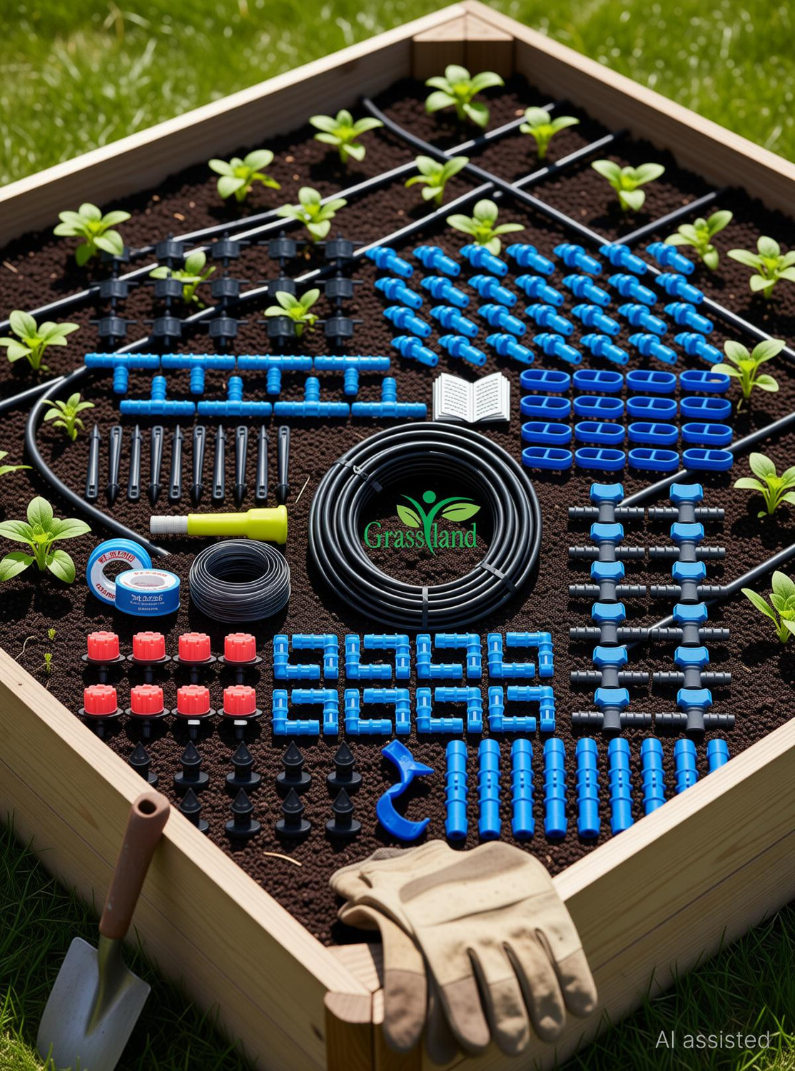 Image of grassland Drip Irrigation Garden Watering 50 Plants Kits Drip Irrigation Kit