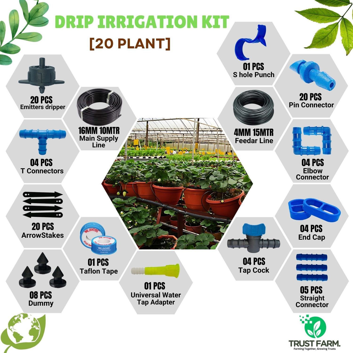 Image of Agrisellr Drip Irrigation Garden Watering 20 Plants Kits Drip Irrigation Kit