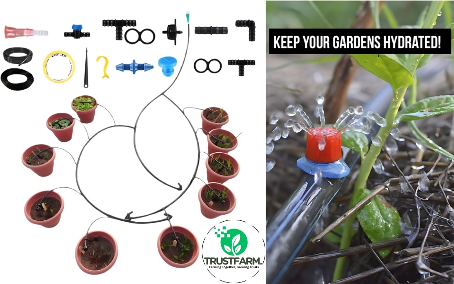 Image of Agrisellr Drip Irrigation Garden Watering 20 Plants Kits Drip Irrigation Kit