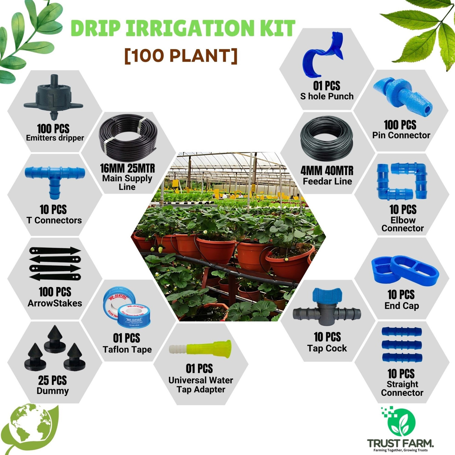 Image of Agrisellr Drip Irrigation Garden Watering 100 Plants Kits Drip Irrigation Kit