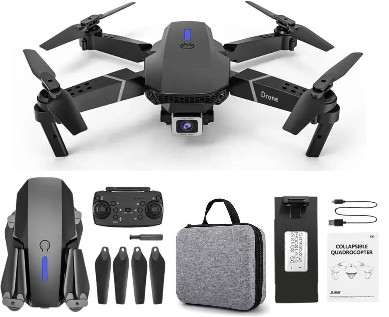 WALLINSTIK 4K-RC Dual Camera Drone GPS Trajectory Flight Long Battery Life-WIFI-E88PRO Drone