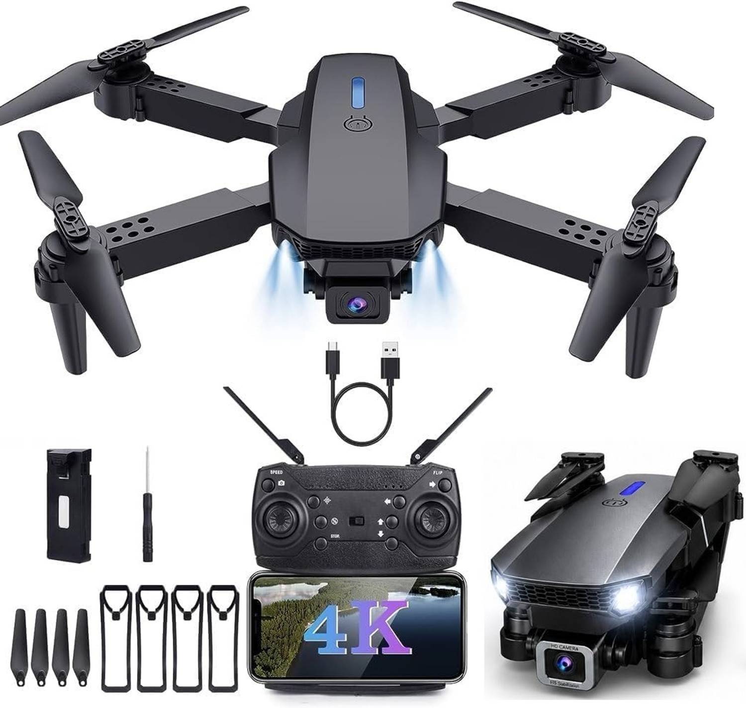 DRAVYA WILLA E88 Drone upgraded version 4k dual camera drone Smart Gestures Drone