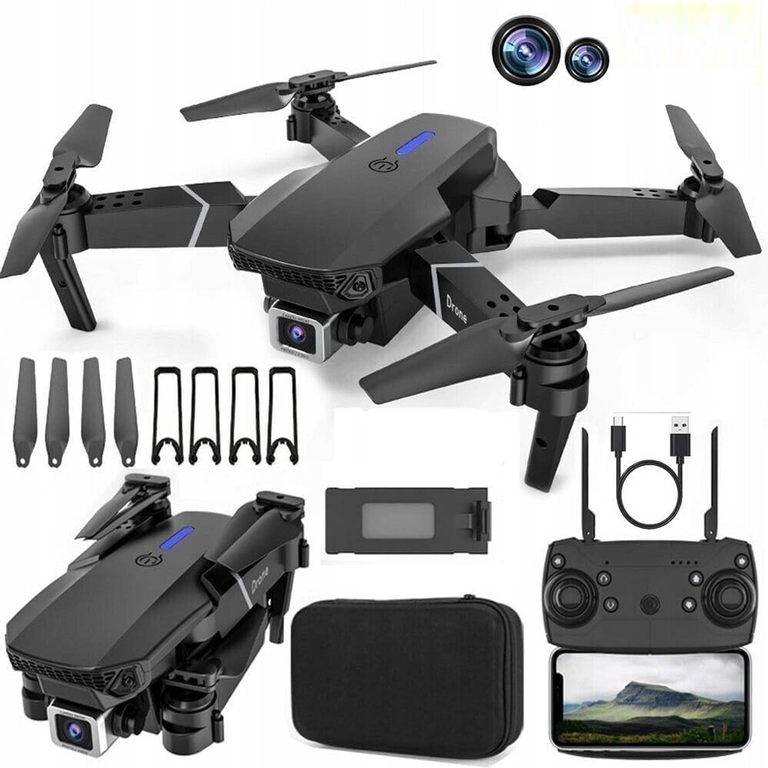 HIYADIKANS E88 Drone upgraded version 4k dual camera drone Smart Gestures-1PCS Drone