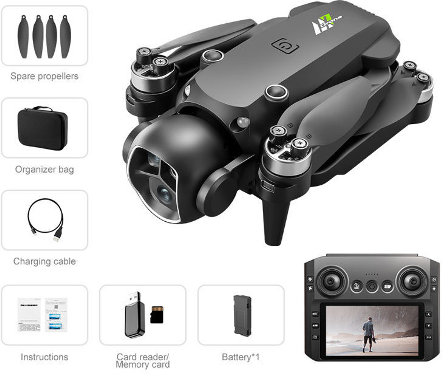 Image of GAMESOUL M7 Brushless Foldable 6-Axis Gyro UAV Aerial Photography 480p Screen Control Drone