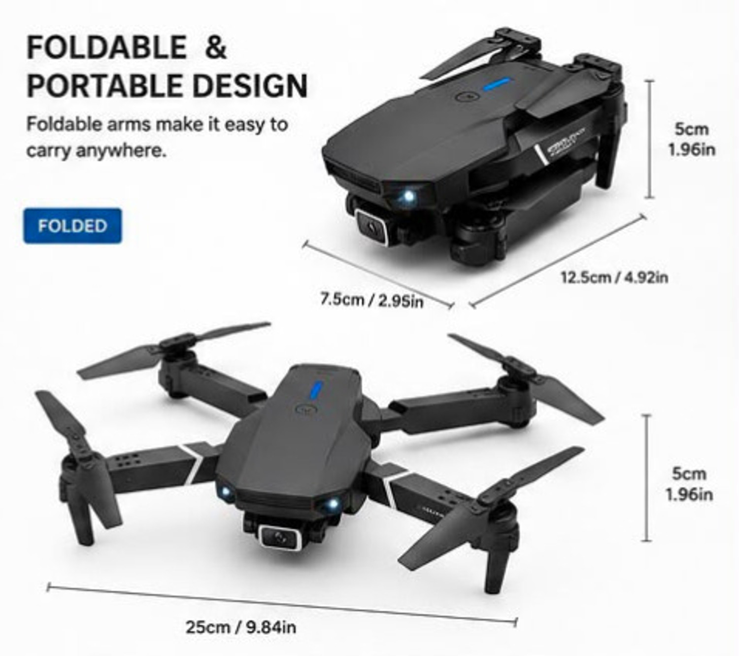 Image of SMARTFASHION E88 Foldable Drone with Dual Camera, 2 Batteries Drone