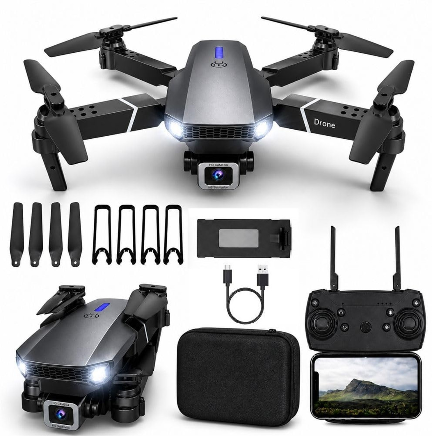 Image of DRAVYA WILLA E88 Pro Drone upgraded version 4k dual camera mini drone Smart Gestures New Drone
