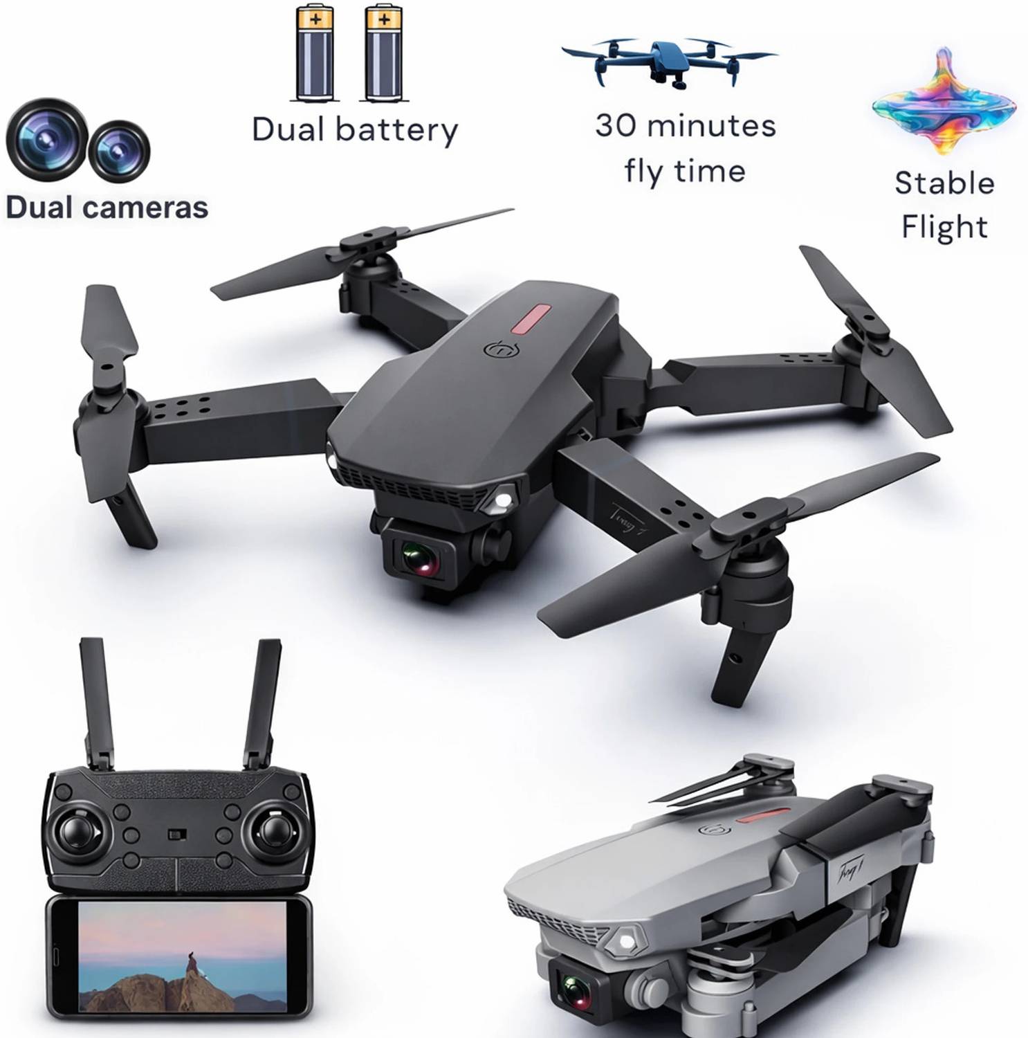 NEXWILLA E88 Pro Compact 4K Camera Drone with Altitude Hold & Headless Mode Drone