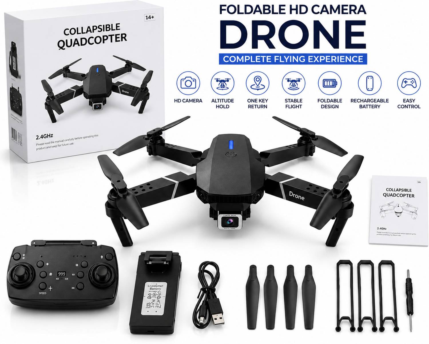 Super Toy 4K H1 Drone Camera Foldable 1080P HD with FPV Live Video(colour may vary)Drone Drone