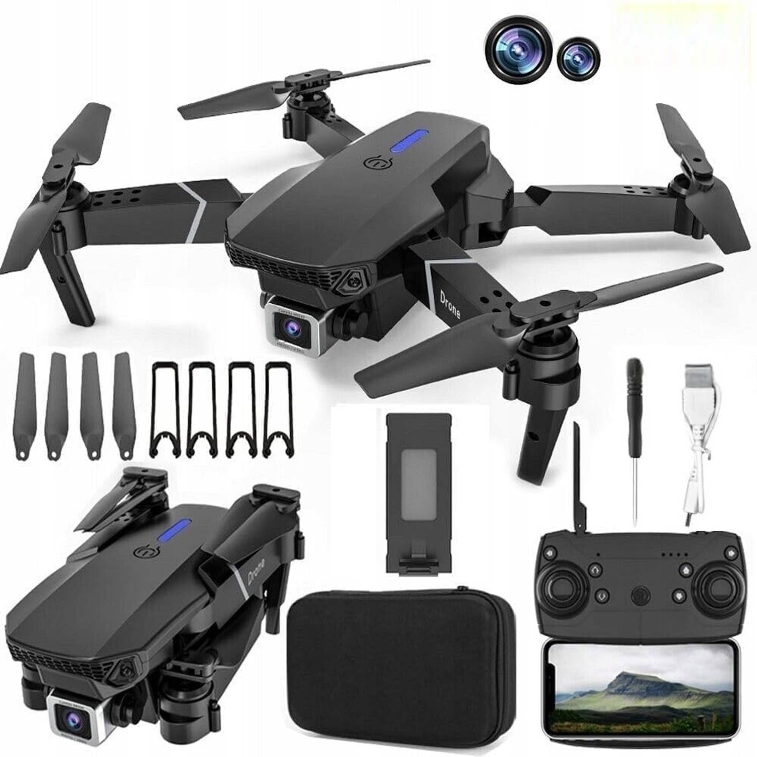 WALLINSTIK Drone with Dual 4K Camera for Adults | WiFi FPV RC Quadcopter with BatterY Drone