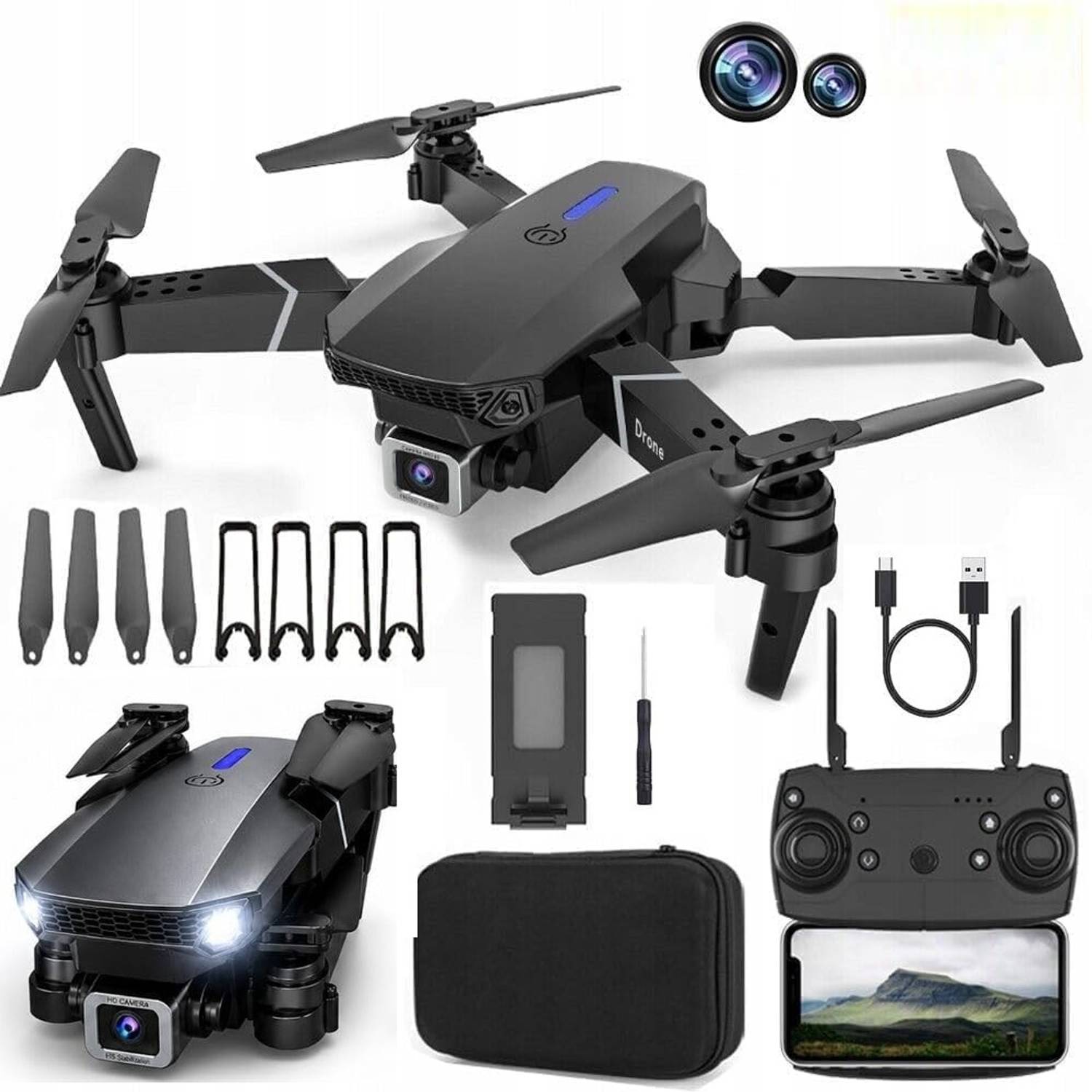 RIVALSTICK 4K E88 Pro Drone with 1080HD Dual Cameras, Foldable Quadcopter Drone