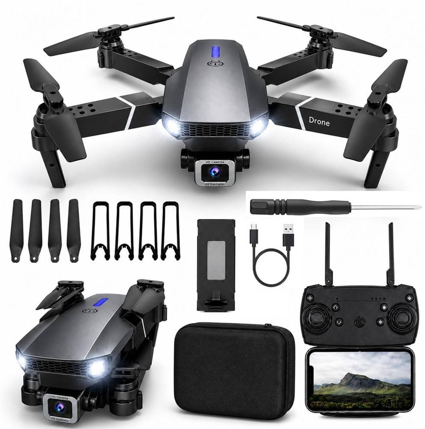 DHRUVIYASTICK E88 Pro Foldable Drone with HD Camera - Image 1