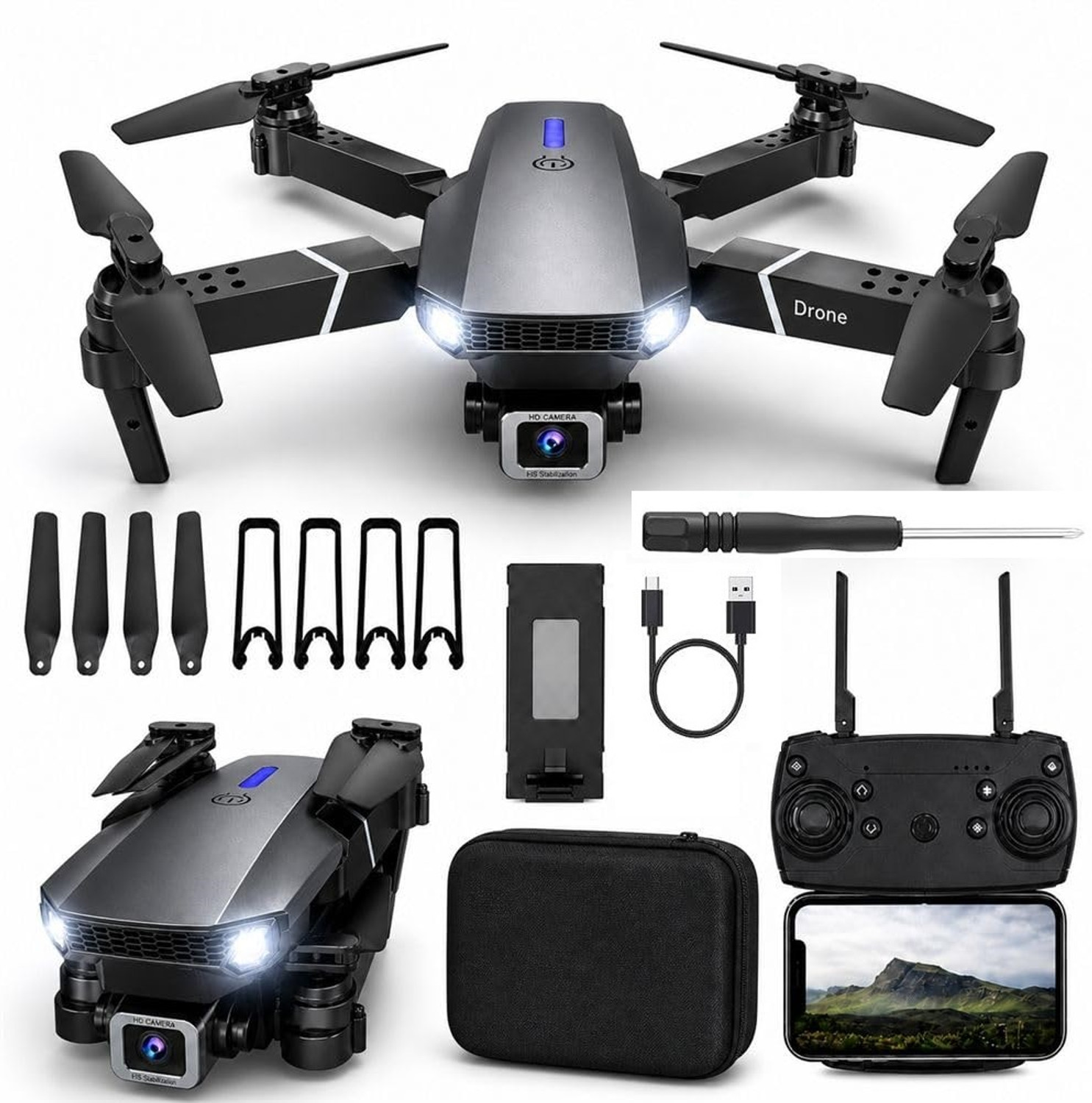 Image of WALLI WILLA E88 Pro Drone upgraded version 4k dual camera drone Smart Gestures Drone