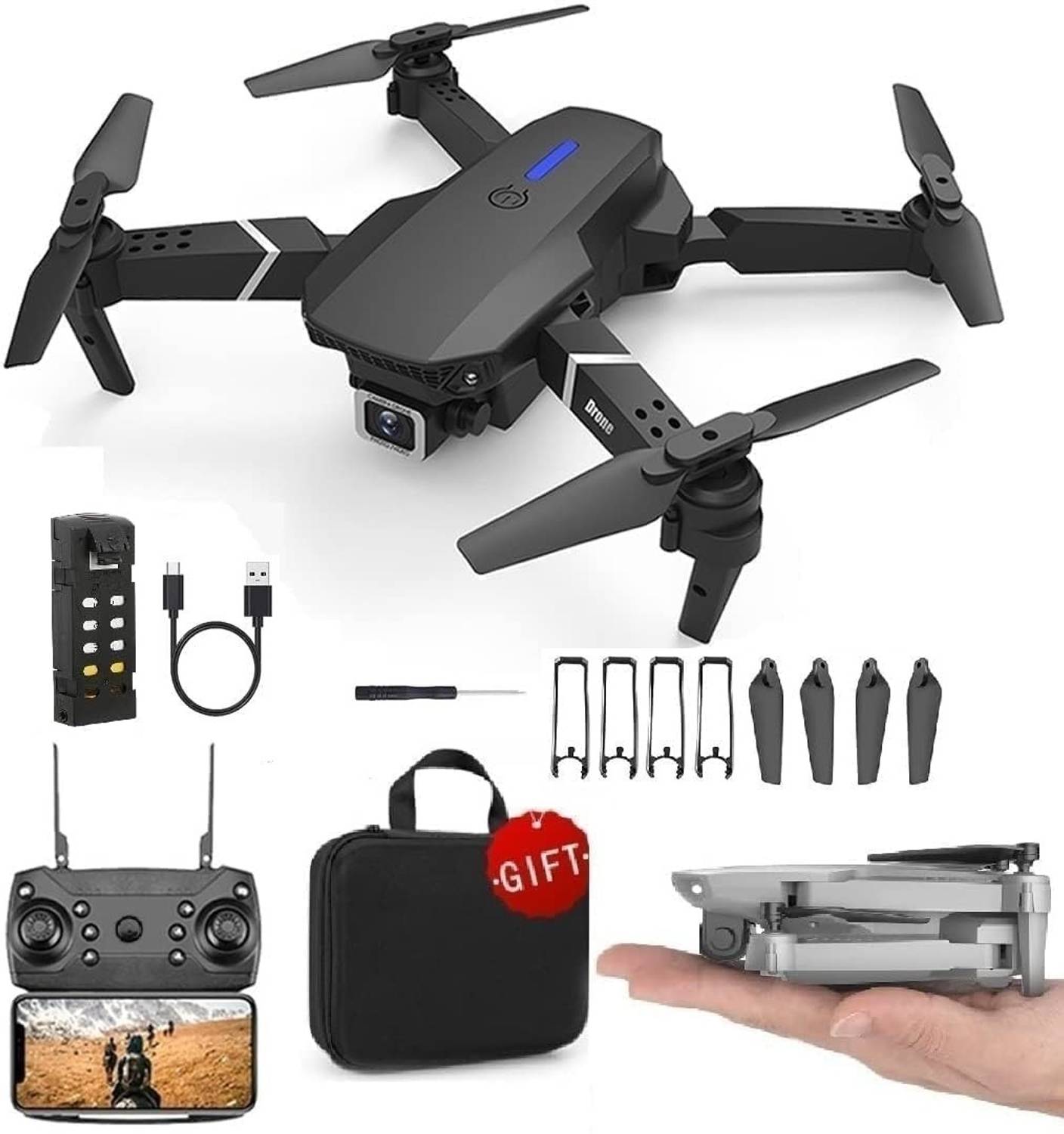 WALLINSTIK E88 Drone upgraded version 4k dual camera drone Smart Gestures Drone