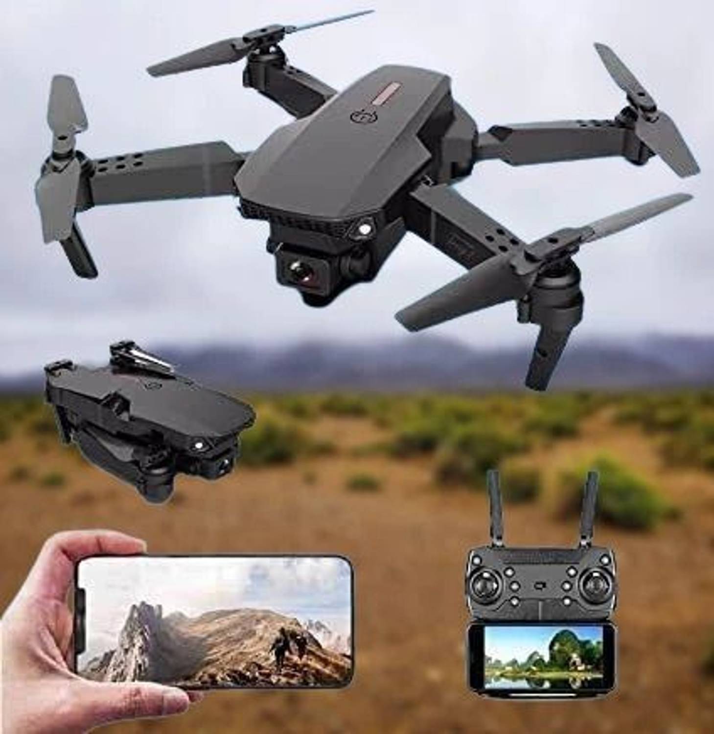 viniz E-88 WIFI FPV With Wide Angle HD 4K 1080P Camera Height Hold RC Foldable Drone