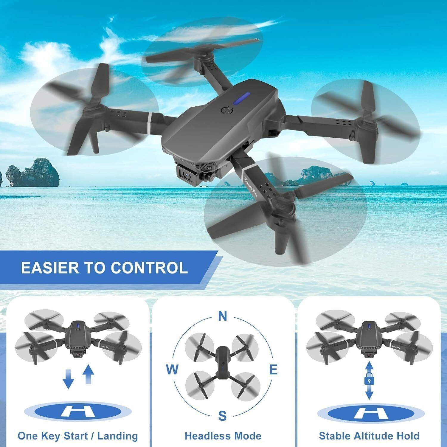 Image of HIYADIKANS E88 Pro Drone upgraded version dual camera drone Smart Gestures-1 Drone