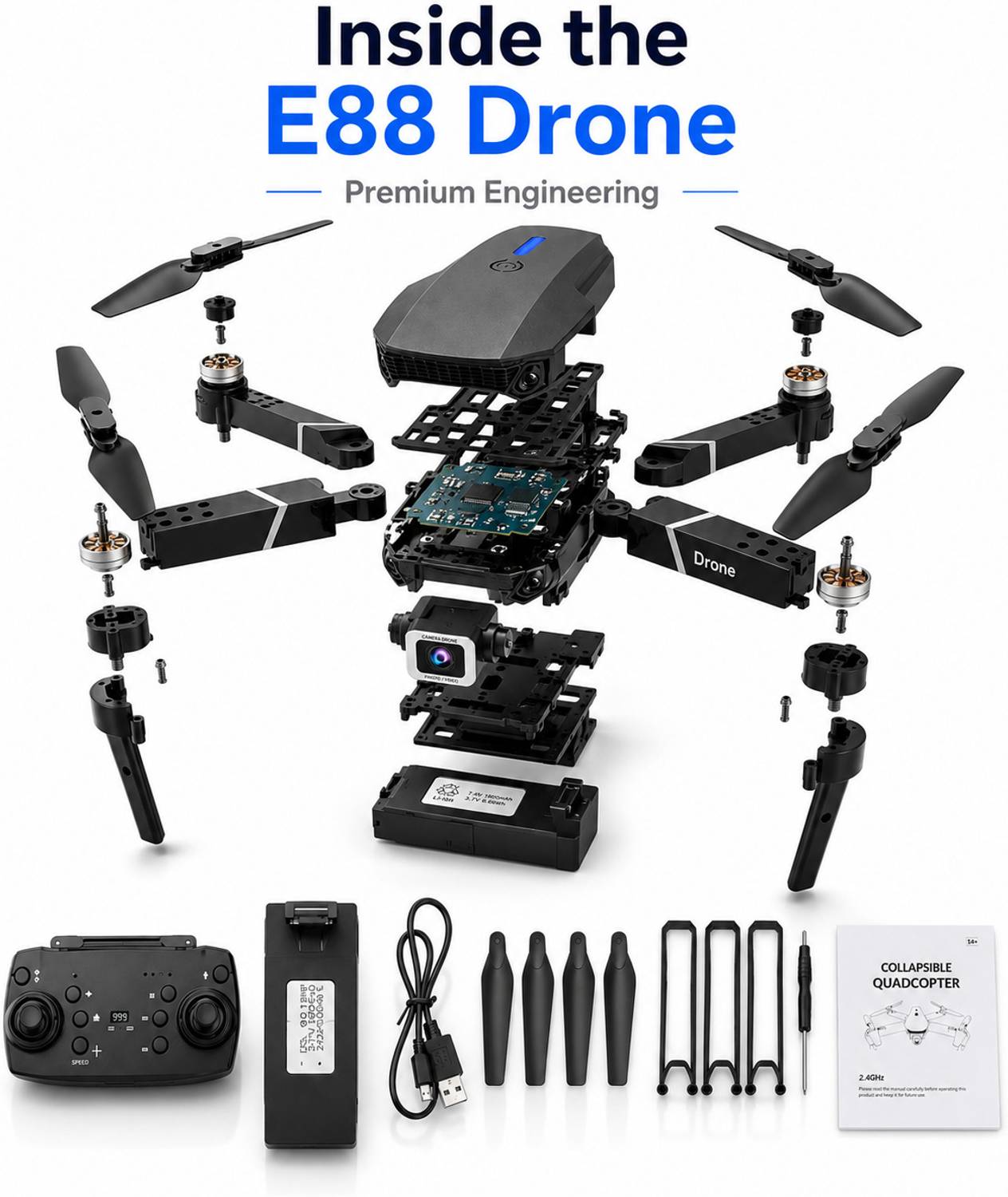 Super Toy 4K Q10 WiFi Dual Camera Drone for Adults & Kids with 2 Batteries and Toy Drone Drone