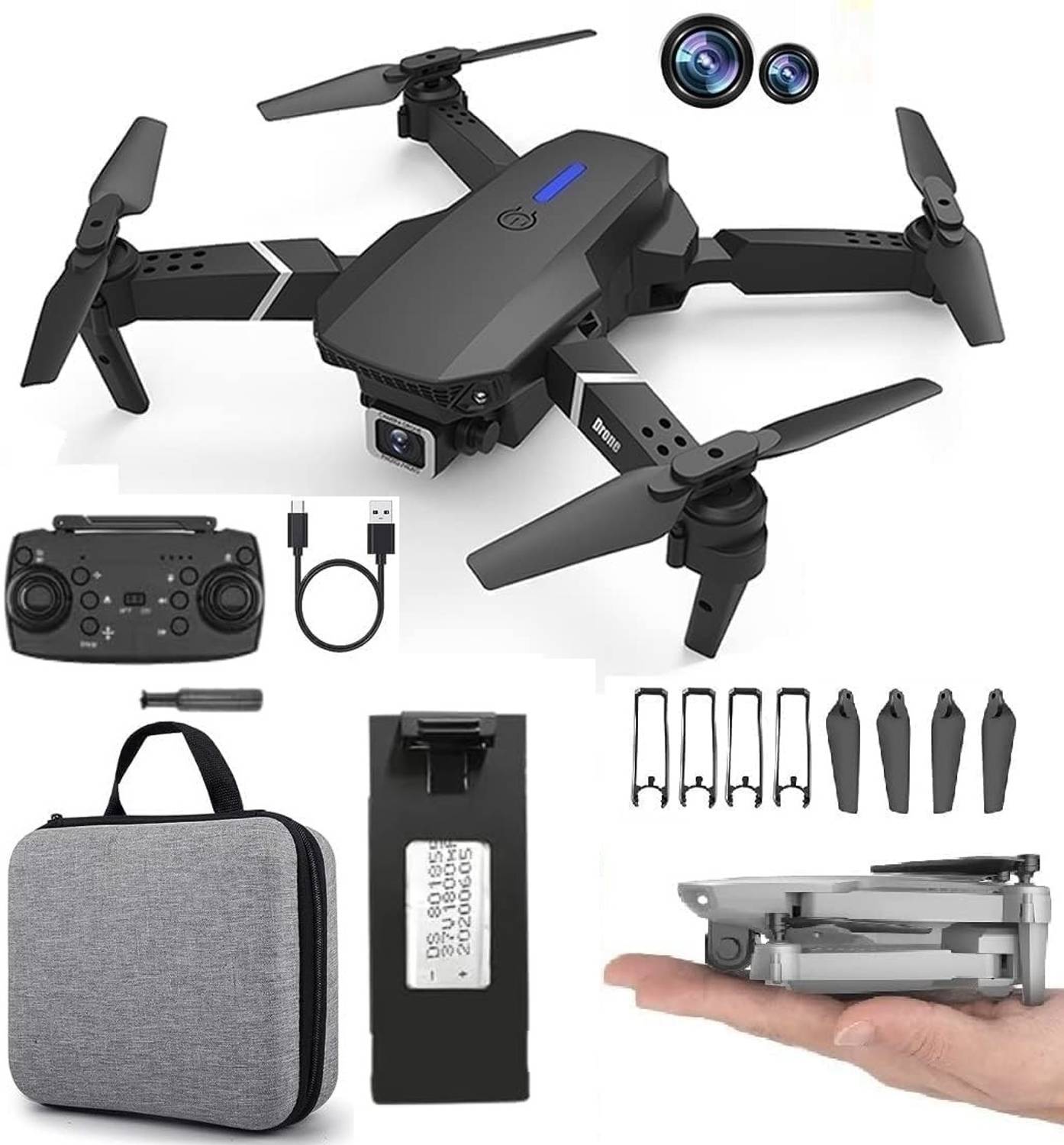 Rivalwilla E88 Drone with 4k Camera Foldable 1080P HD3D-wifi-Full Series Flips Foldable Drone