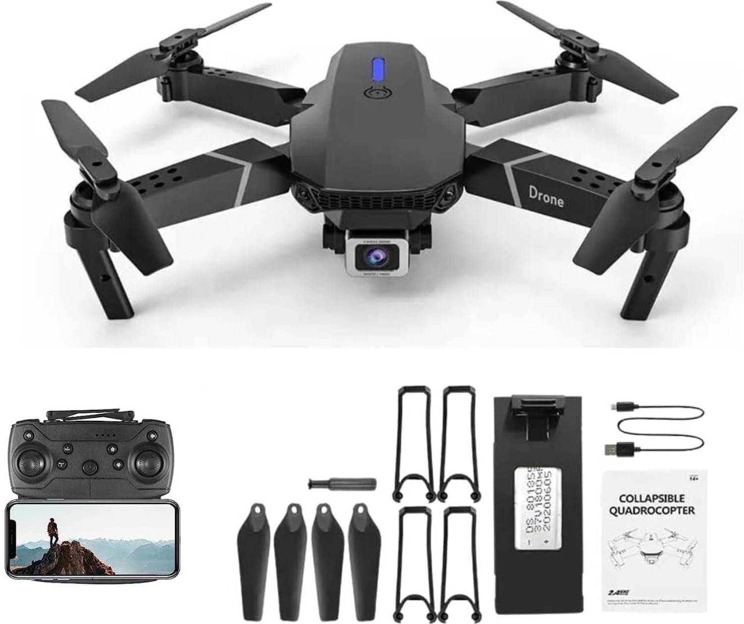 SUKAAVIWILLA E88 Pro 4K Aerial Photography Foldable Drone with Wi-Fi FPV Camera Drone