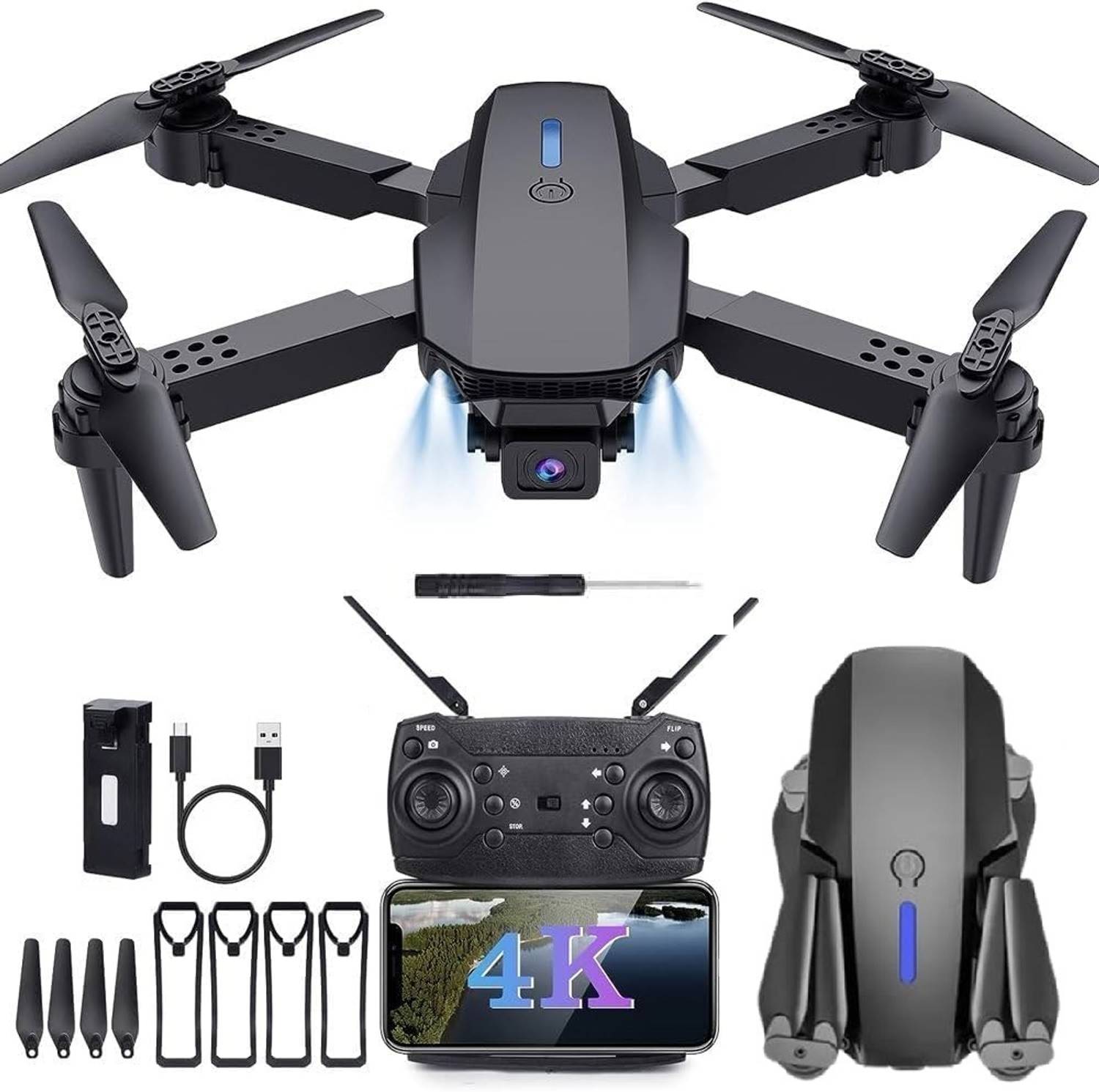 ENTINOSTIK 4K WiFi Dual Camera Drone for Adults & Kids with 1 Battery and Toy Drone Drone