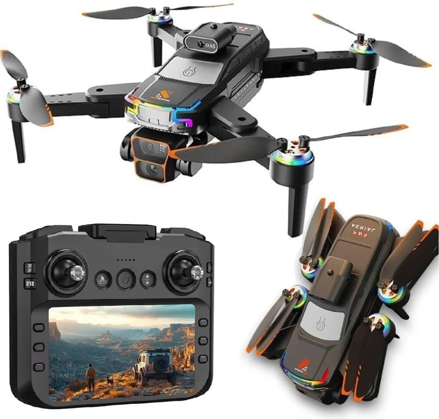 Playtastic JS39P Drone 4K Remote Control Dual Camera 1080P with FPV Obstacle Avoidance Drone