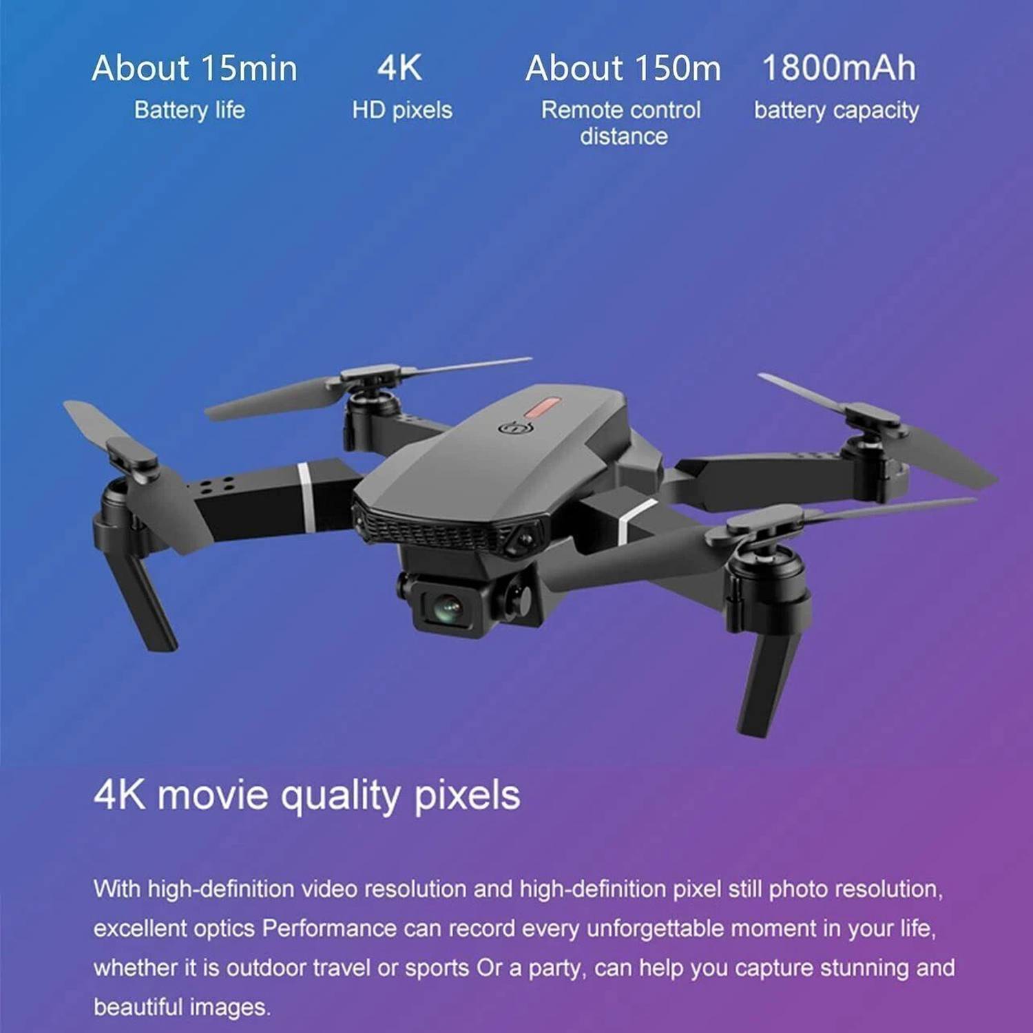TodFod E88 Pro Drone 4K HD Foldable - Image 2