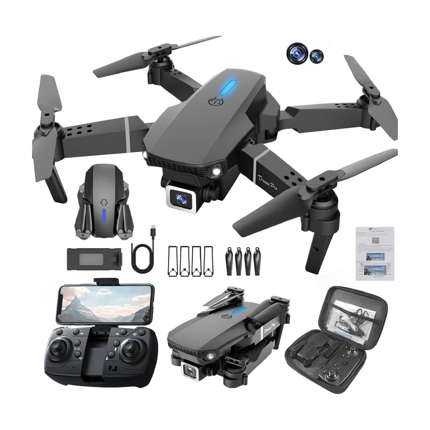 HIYADIKANS E88 Pro Drone upgraded version dual camera drone Smart Gestures-1 Drone