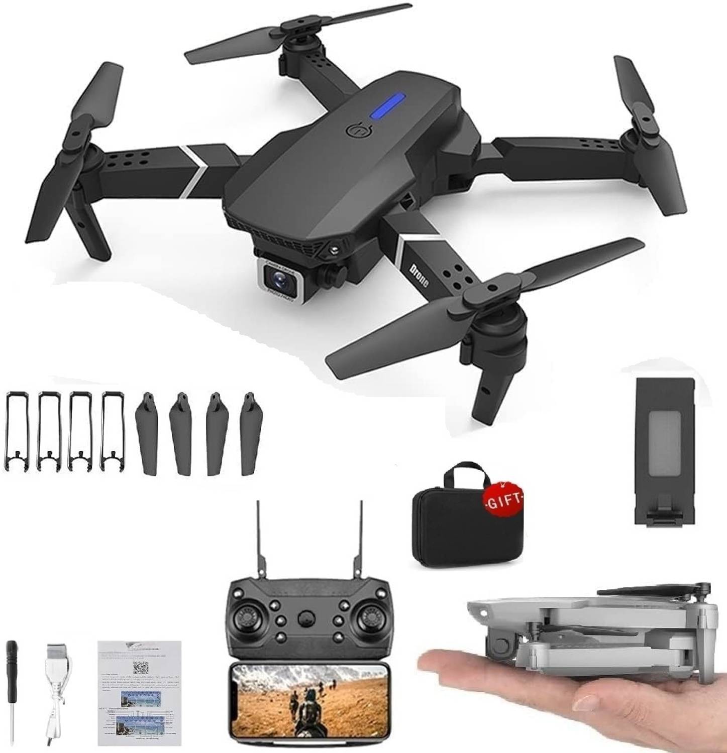 ANKIYAN 4k dual camera mini drone E88 Pro Foldable WiFi Quadcopter Drone