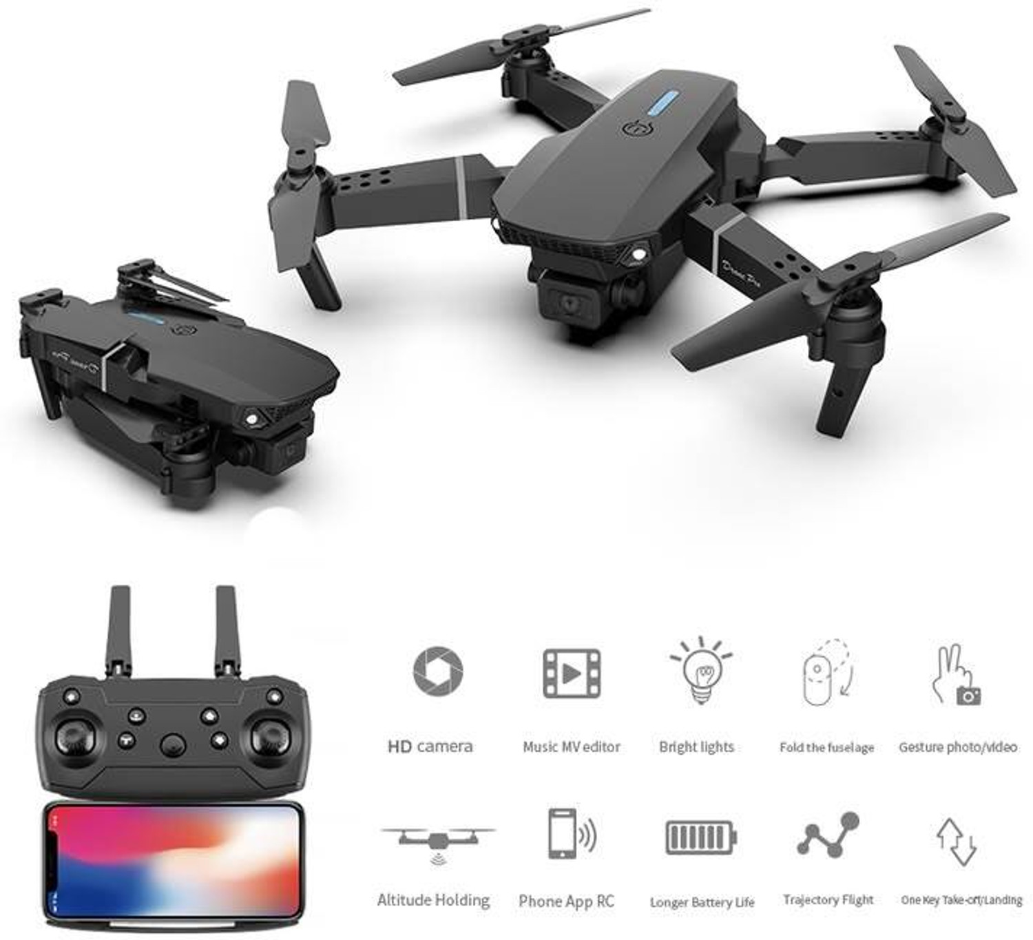 Image of Clubmall E88 Pro 4K Camera Drone with WiFi FPV, Brushless Motor, and Foldable Design Drone