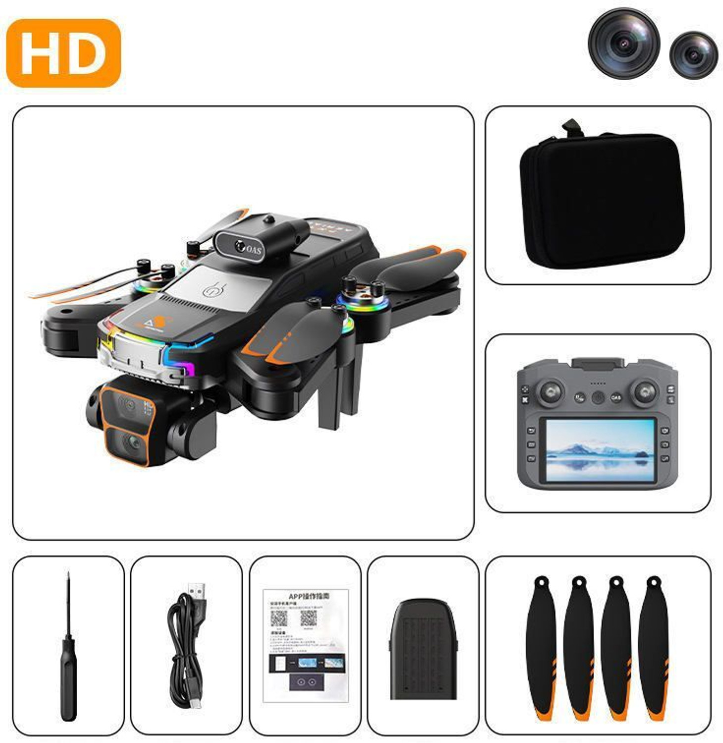 Image of Playtastic JS39 Pro Drone with Intelligent Obstacle Avoidance Dual Camera 90 Degrees Lens Drone