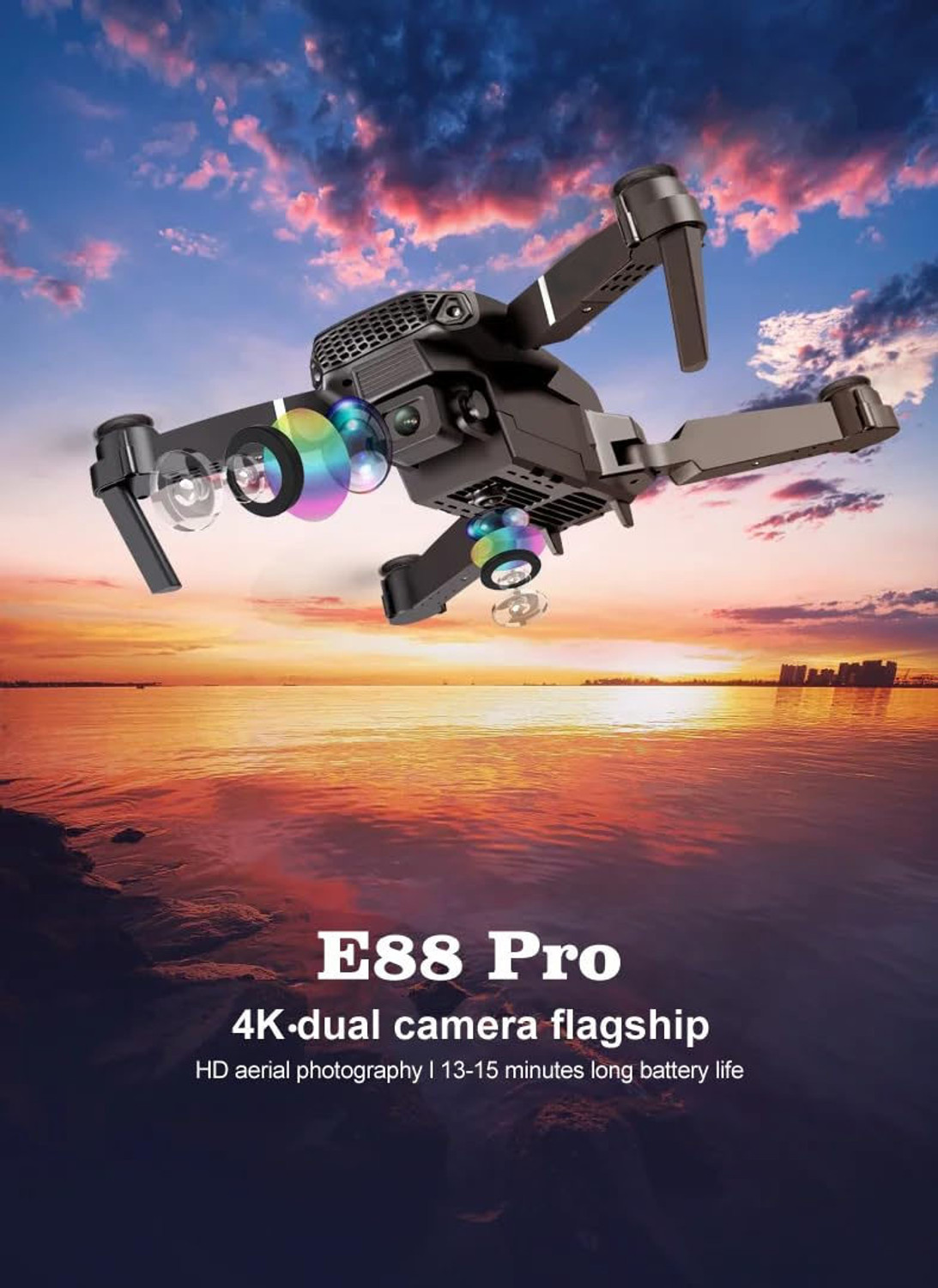 Image of RECTITUDE E88 Drone WiFi Camera Drone Remote Control Quadcopter 360 Flip Stunt Drone Drone
