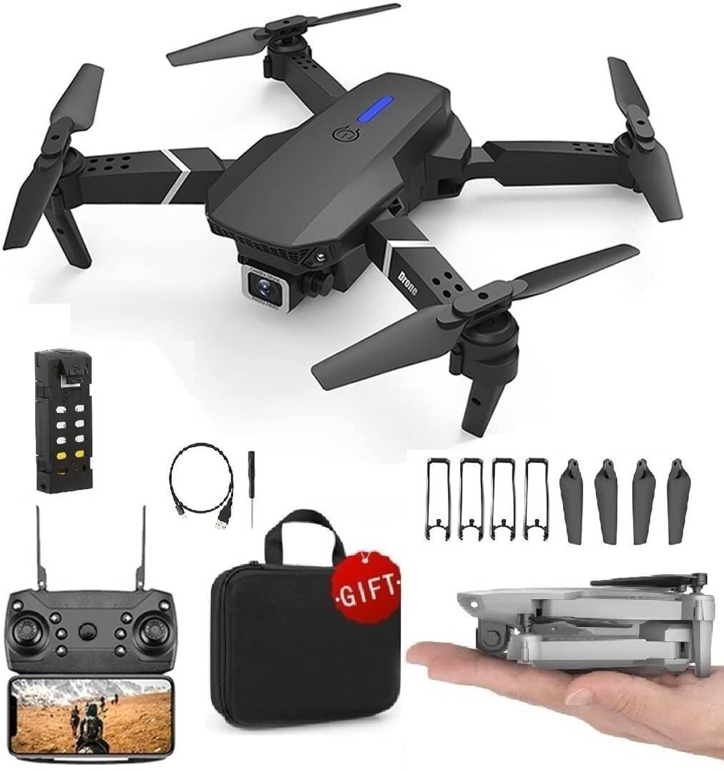 CAFEINADO Dual 4K Camera for Adults | WiFi FPV RC Quadcopter with 1 Batteries Drone