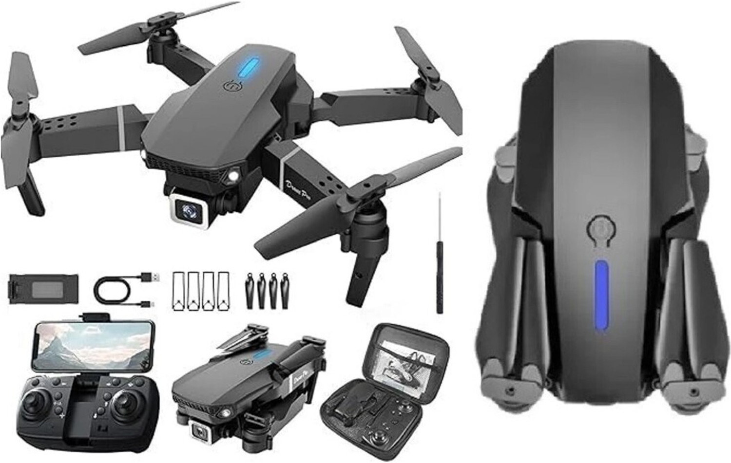 Image of TijaraZ E88 Pro Foldable Drone with 4K HD Dual Camera, FPV WiFi & 5g for Beginners Drone