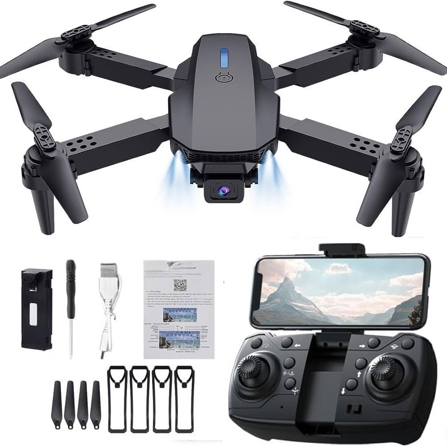 DRAVYA IMPEX Foldable RC Drone with 4k Camera with FPV Live Video Altitude Hold Drone
