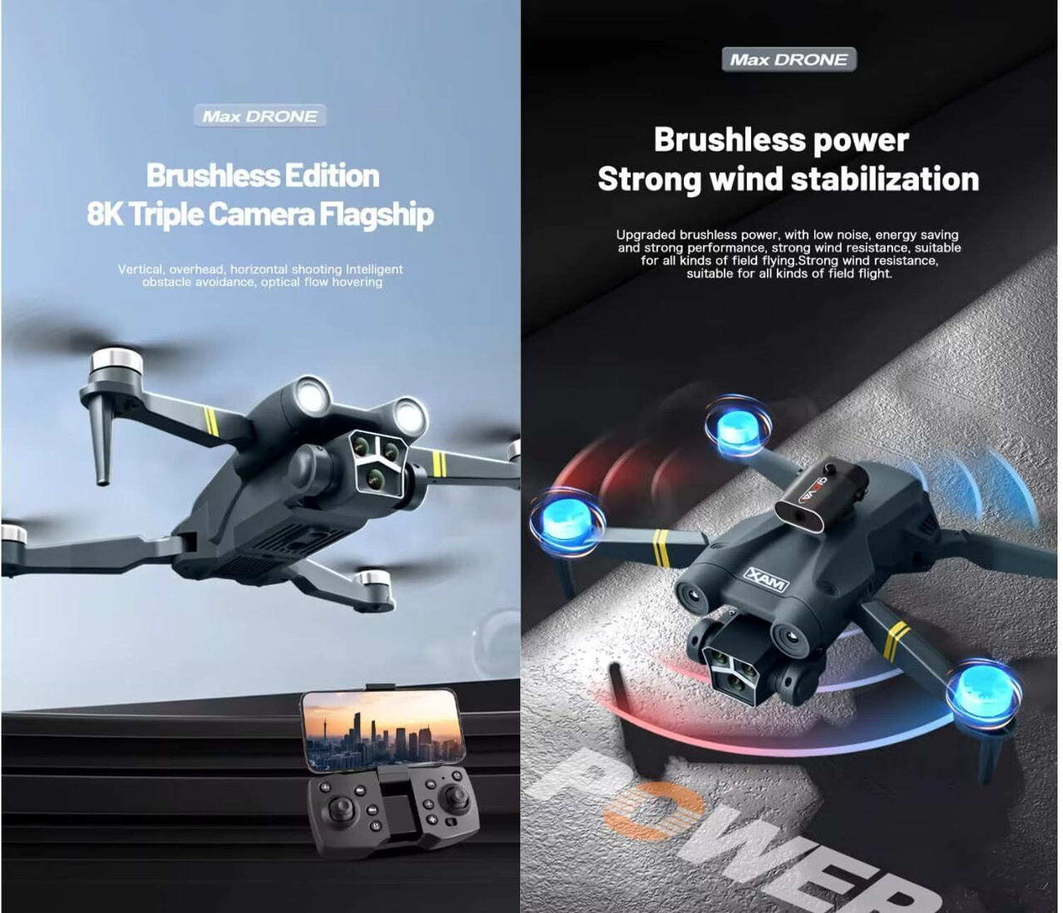 Image of RUNIX Y3 MAX Professional Drone - 1080p Camera, 500m Range, Brushless Motors Drone