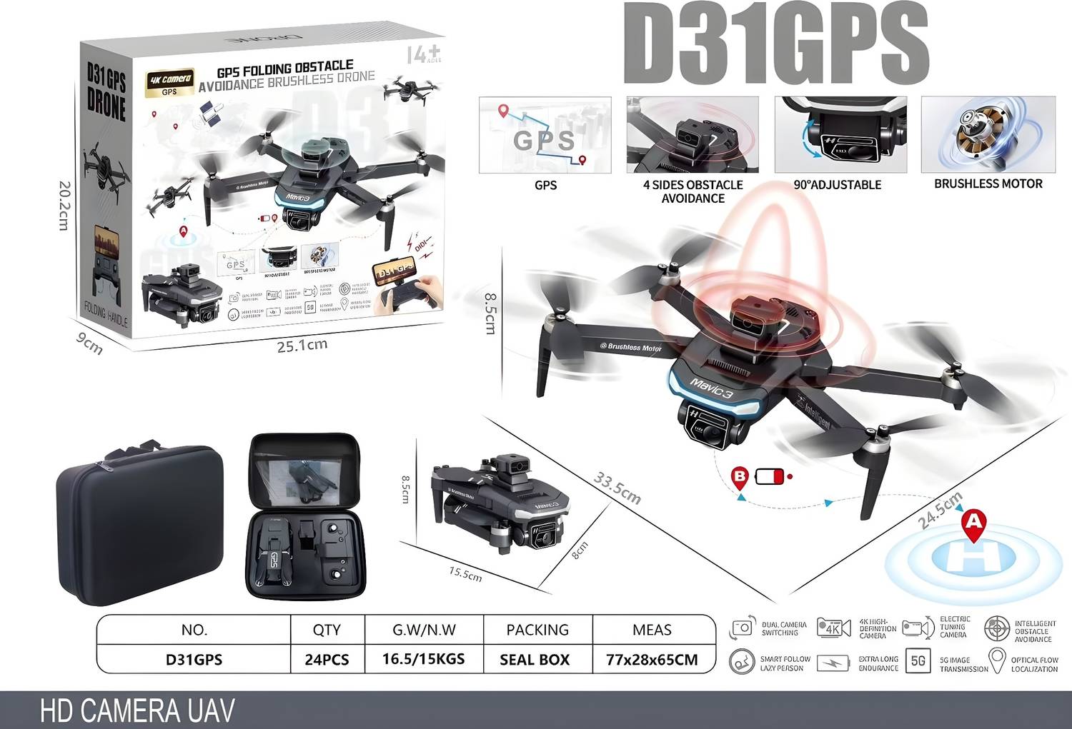 Clubmall D30 GPS Drone with Brushless Motor, Obstacle Avoidance & Long Flight Time Drone