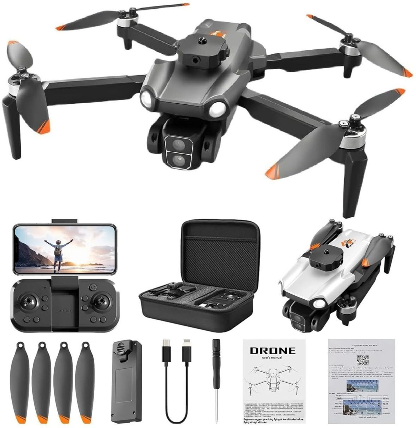 Image of Harinder 4K Dual Camera Drone with Obstacle Avoidance Brushless Motor WiFi FPV Gesture Drone