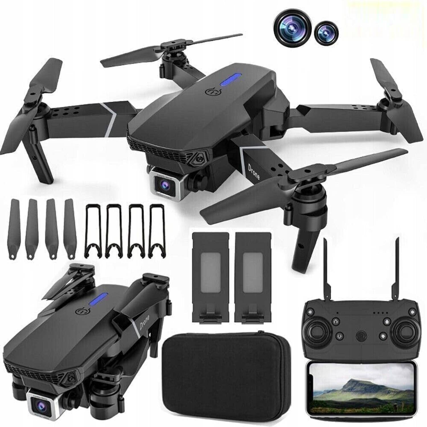 RUIZOLI Foldable 1080P HD One Key Take Off/Landing 3D Flips Drone Drone with 4k Camera Drone