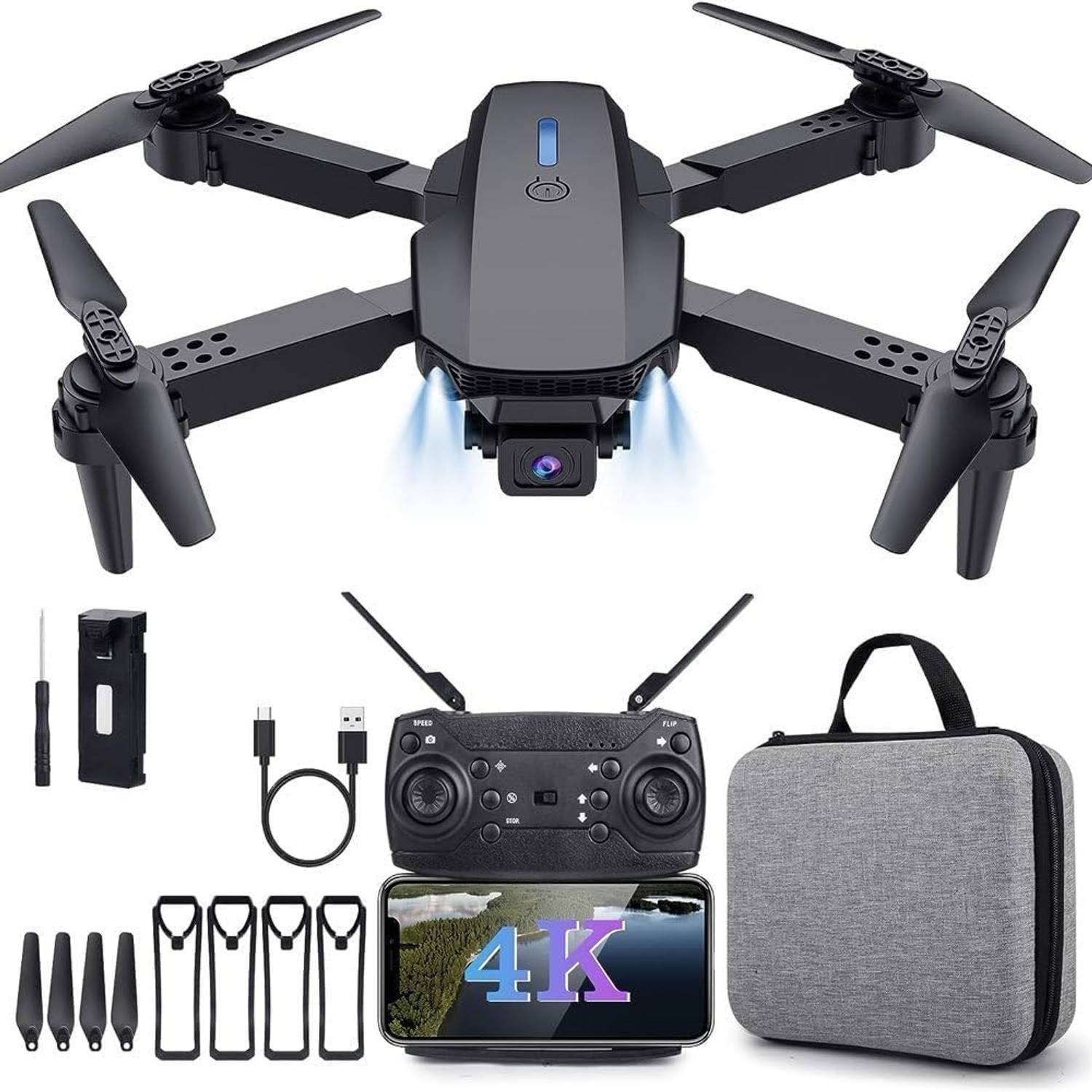 RYCRATE DRONE E-88 With Wide Angle HD 4K 1080P Camera Height Foldable Drone Drone