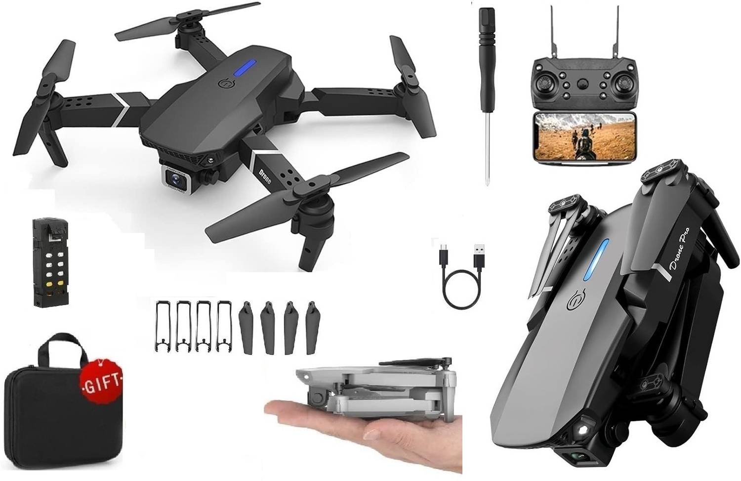 HIYADIKANS Drone upgraded version 4k dual camera New Smart Gestures-1PCS Drone
