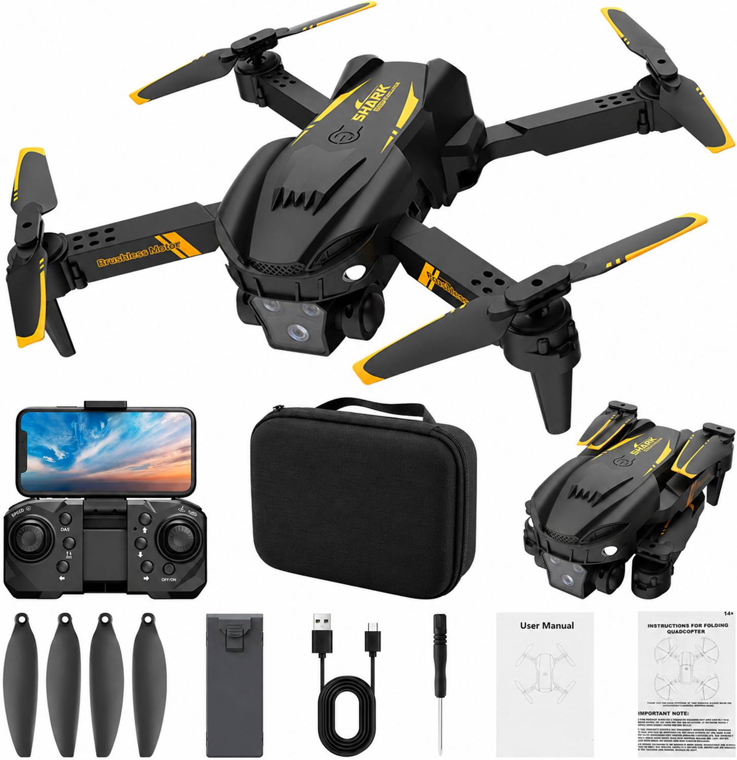 Super Toy S6 Pro HD Dual Camera Foldable Drone with Optical Flow & Rechargeable Battery Drone