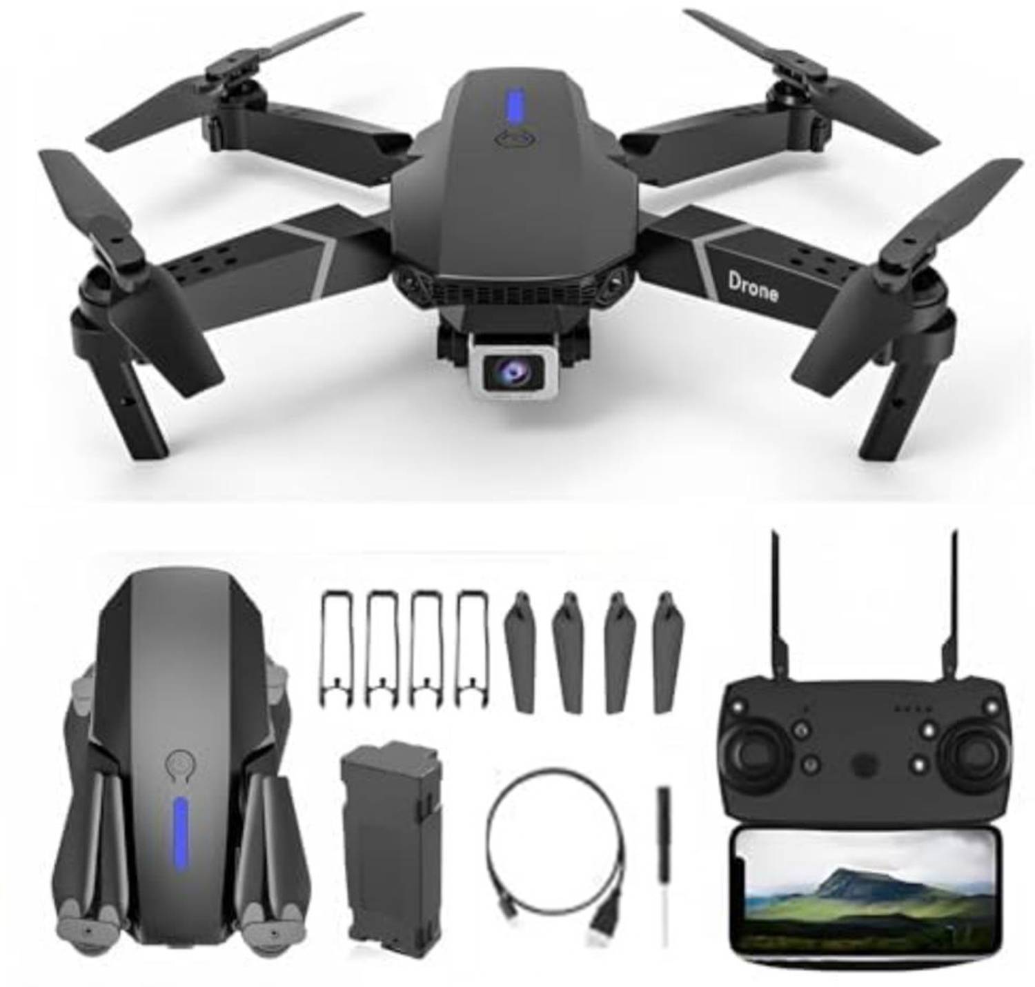 PTCMart Dual Camera 4K E88 Pro Foldable Wi-Fi Drone with HD Position Locking Drone Drone