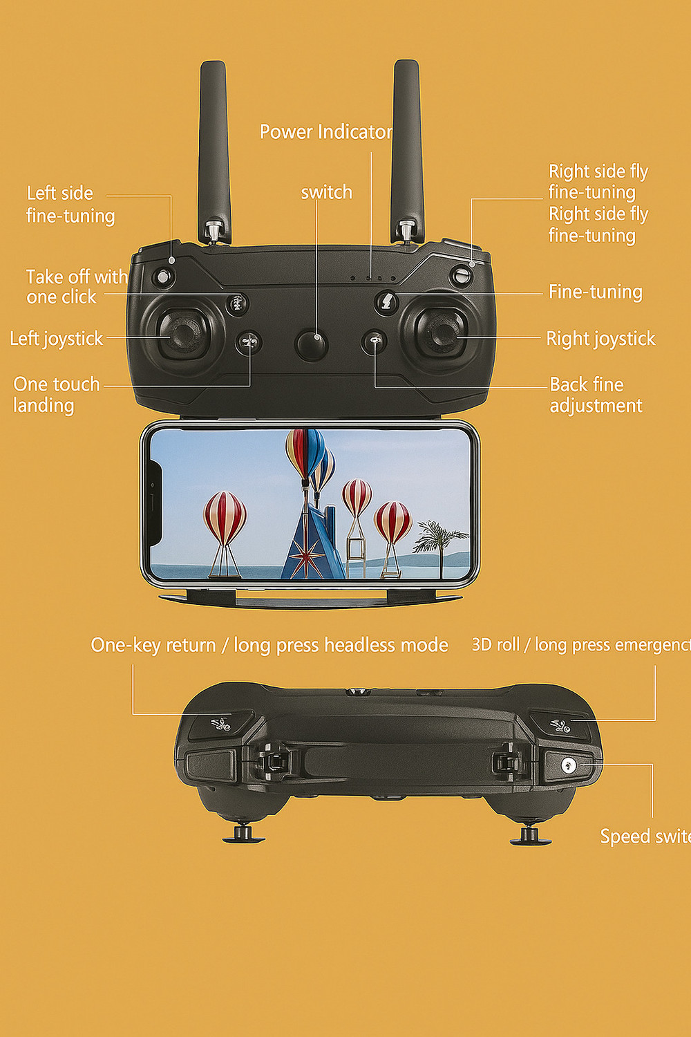 Image of NOWAIT Foldable E88 Pro Drone with 4K Dual Cameras and Precise Locking Drone