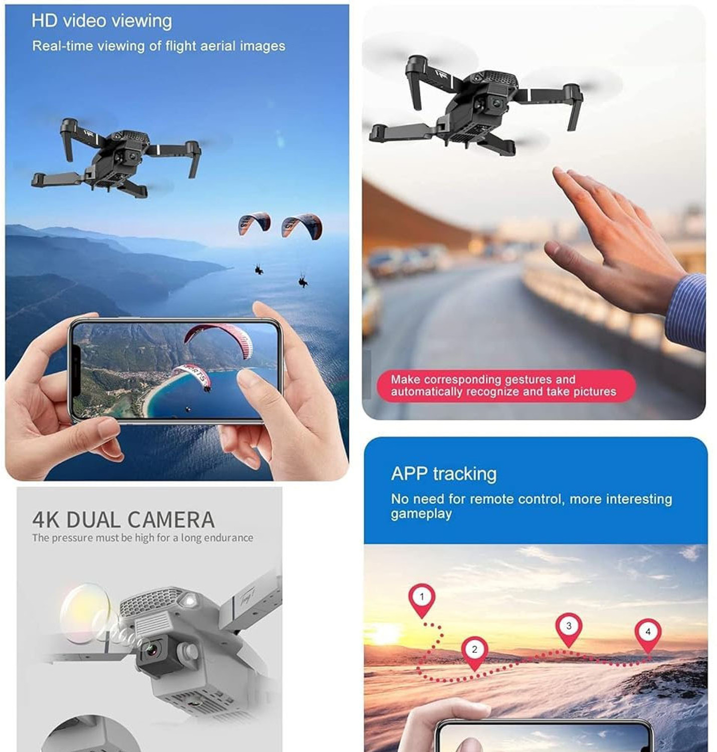 Image of RECTITUDE E88 Drone WiFi Camera Drone Remote Control Quadcopter 360 Flip Stunt Drone Drone